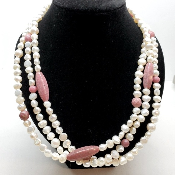 Ross Simons Freshwater Pearl & Rhodonite Necklace - Picture 4 of 8